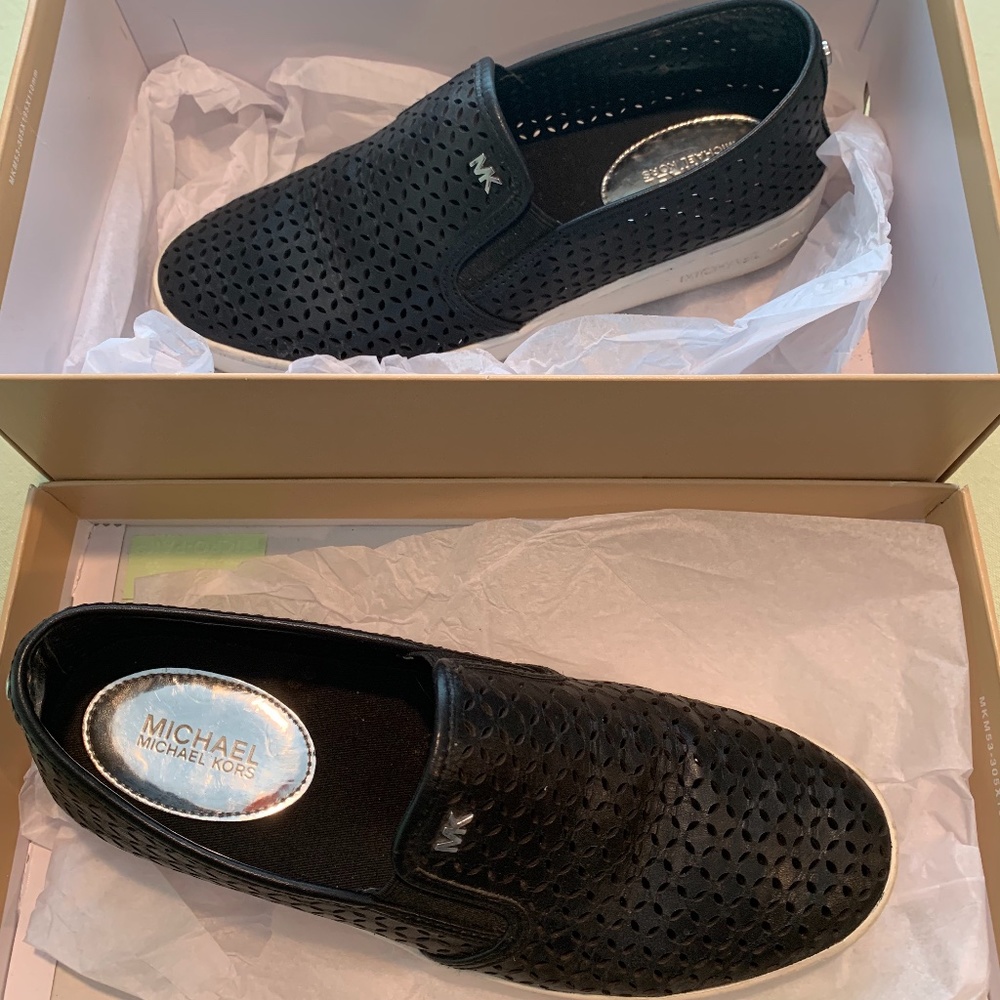 Michael Kors Olivia Slip-on Black Leather Sneaker size 9M